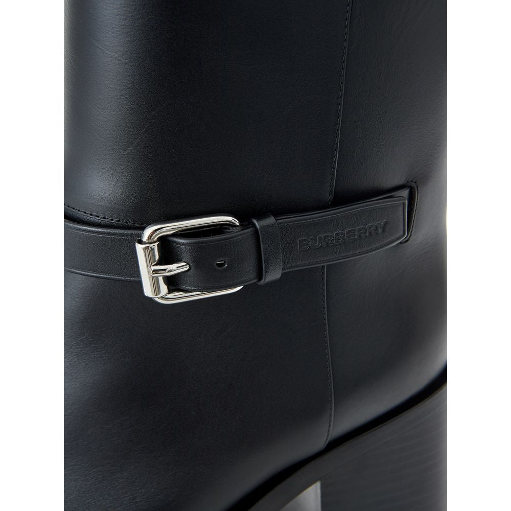 Black Leather Ankle Boots Burberry