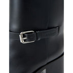 Black Leather Ankle Boots Burberry