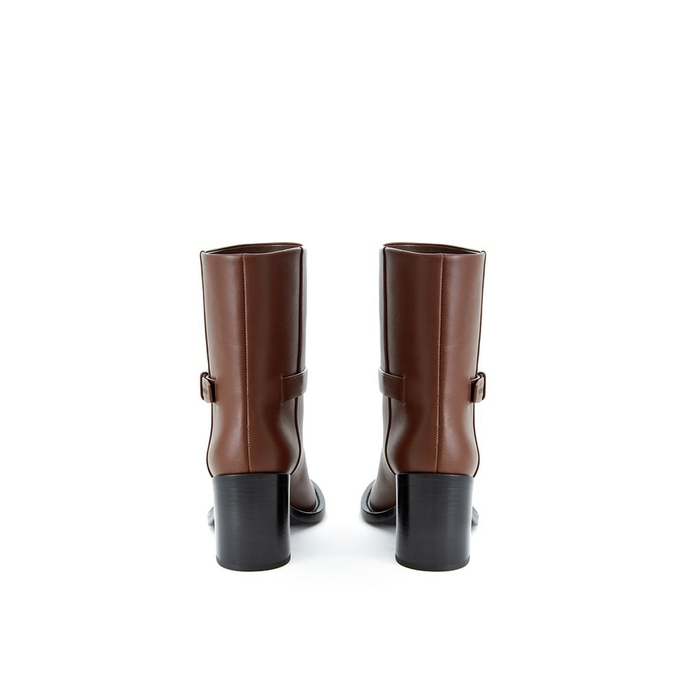 Brown Leather Ankle Boots Burberry