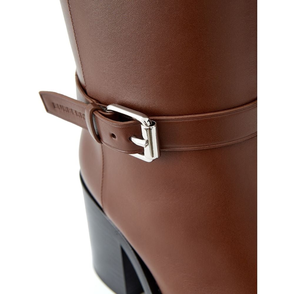 Brown Leather Ankle Boots Burberry