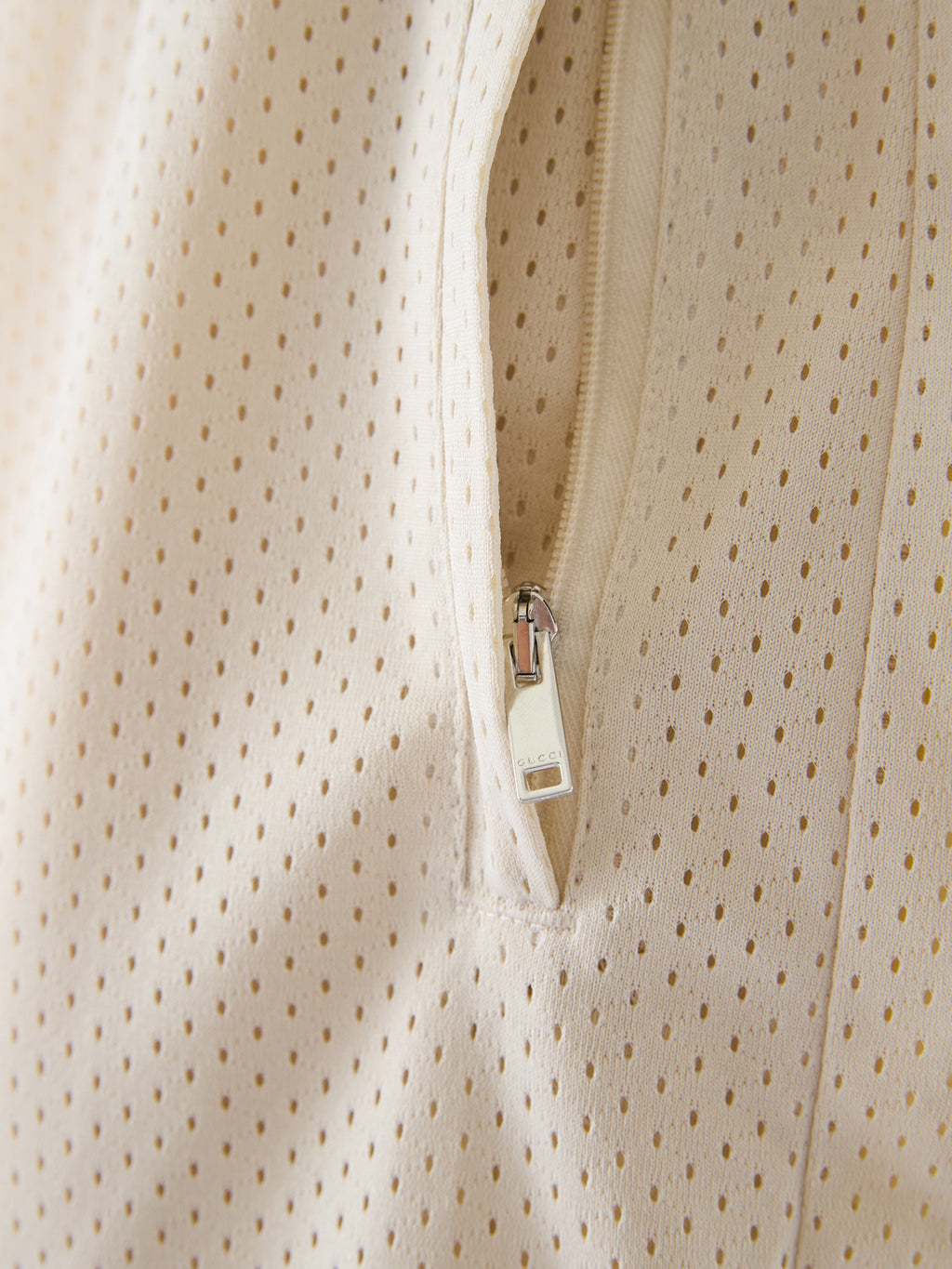 Cream polyester  Logo Shorts