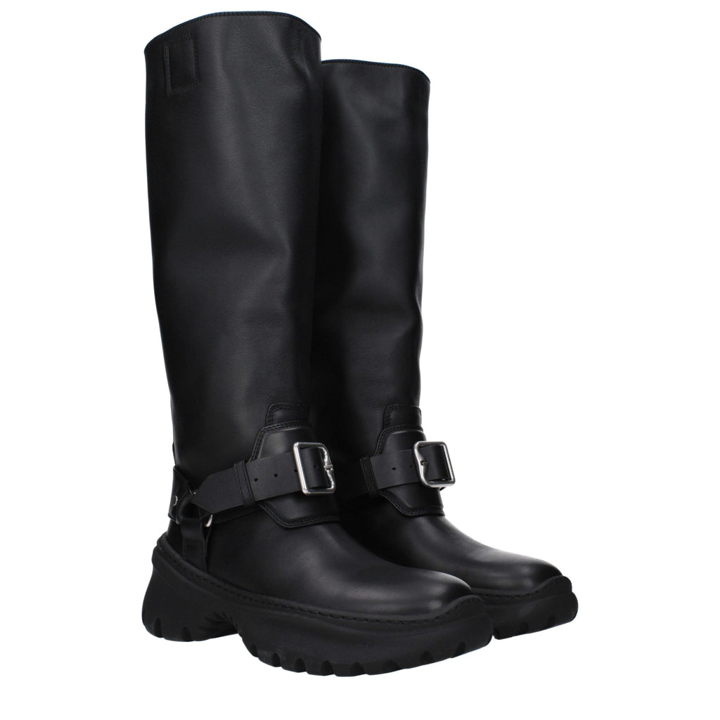 Black Leather Boots Burberry