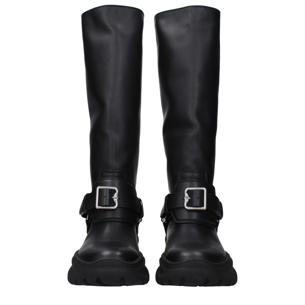 Black Leather Boots Burberry