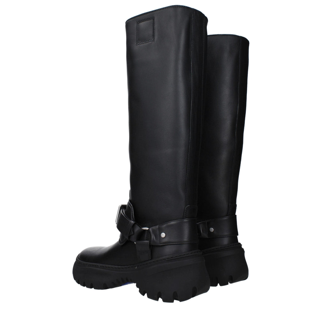 Black Leather Boots Burberry