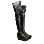 Black Leather Over The Knee Prada