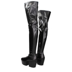 Black Leather Over The Knee Prada