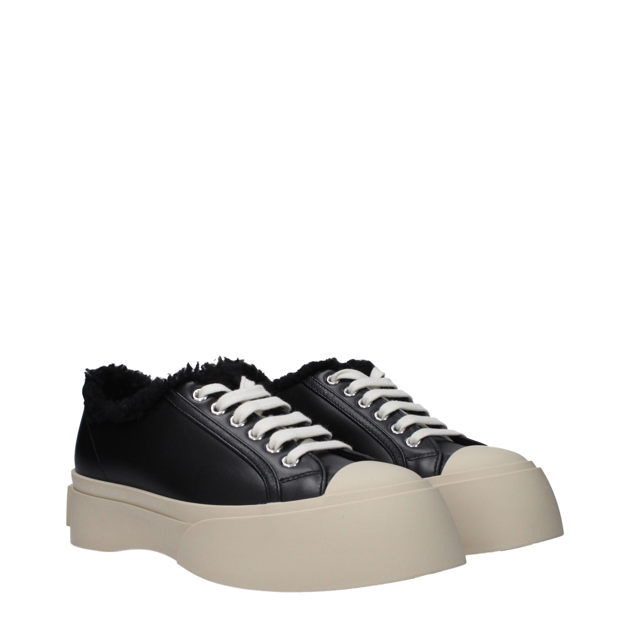 Black Leather Chunky Sneakers