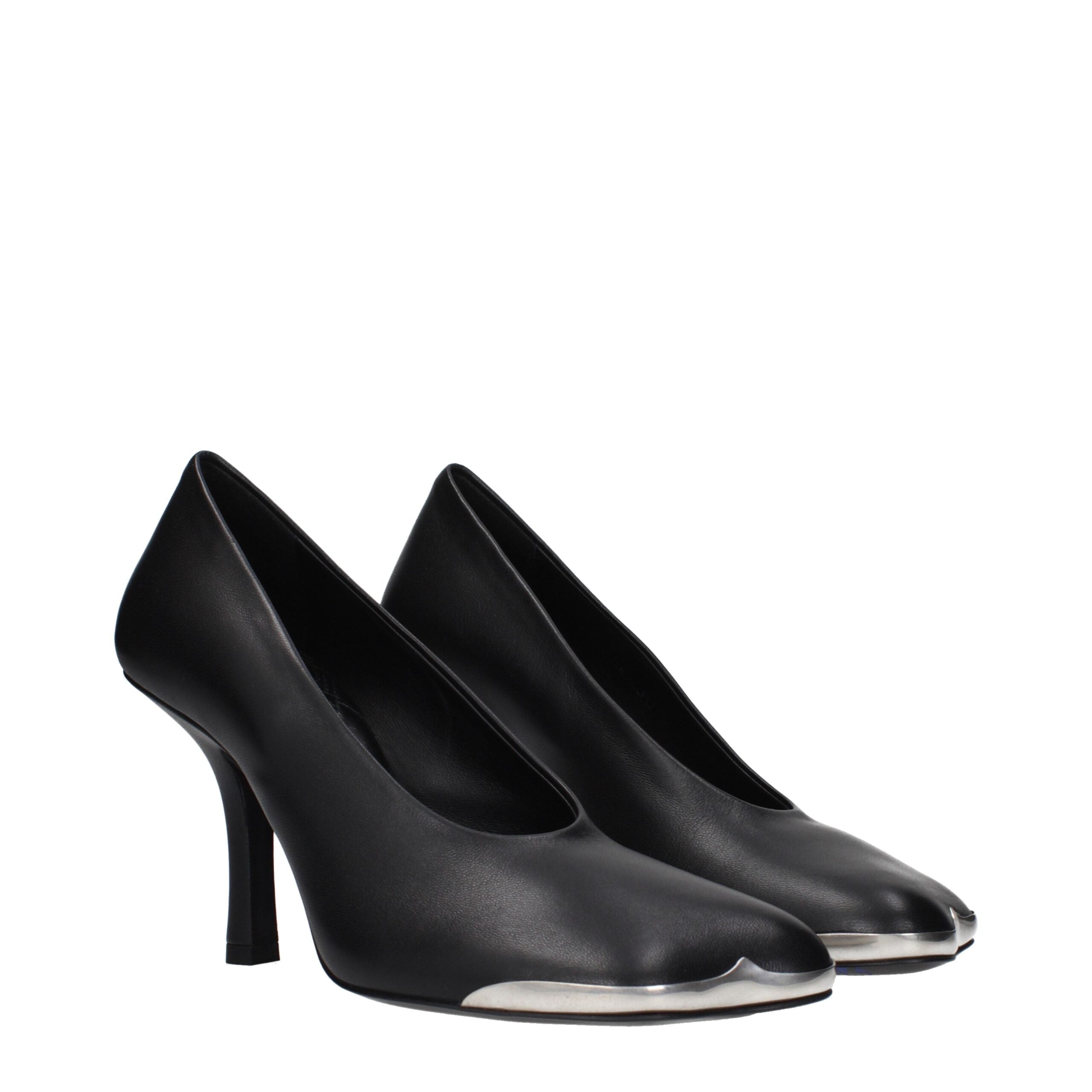 Black Leather High Heel Pumps Burberry
