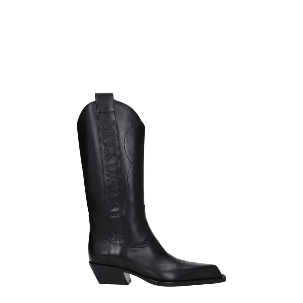 Black Leather Boots Off-White