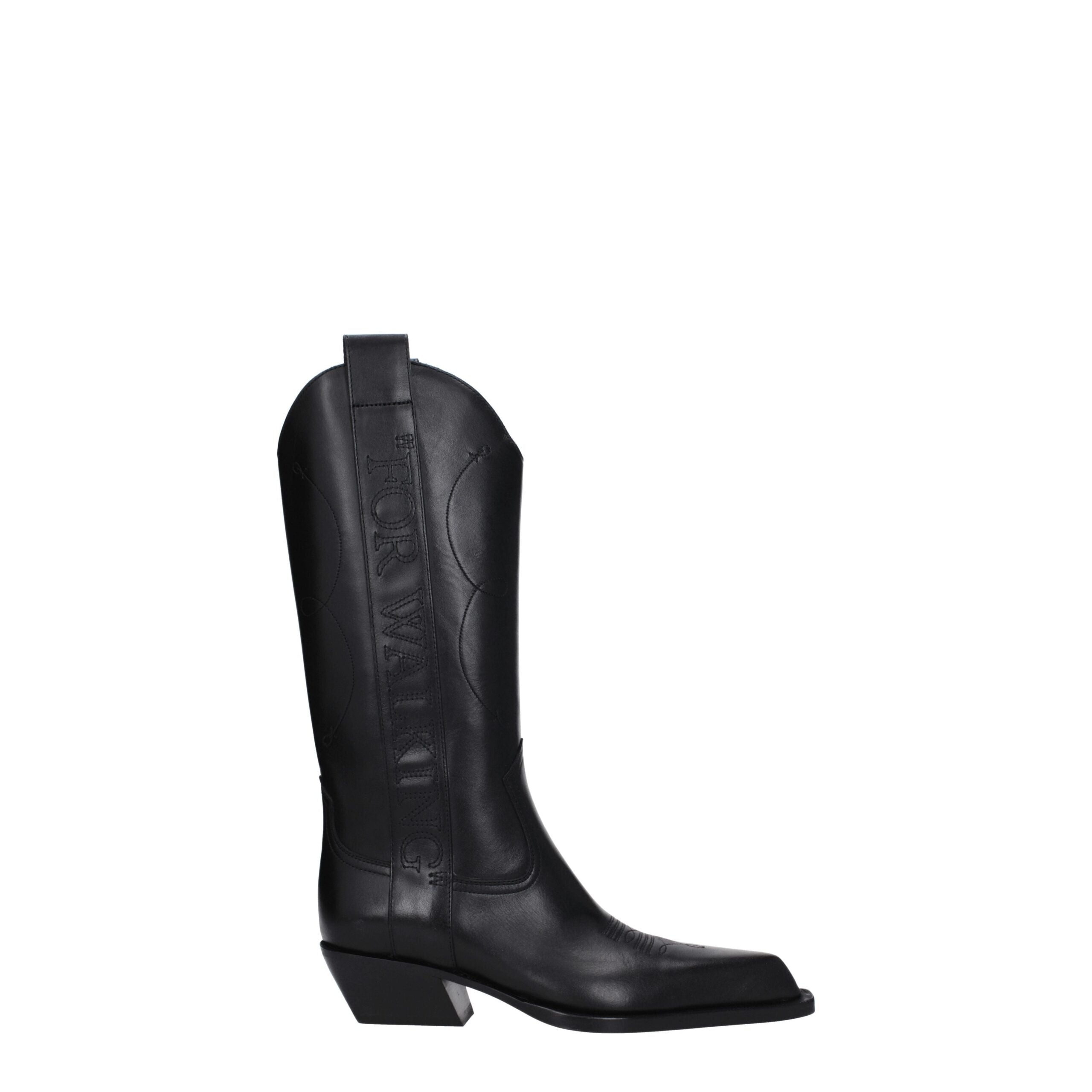 Black Leather Boots Off-White
