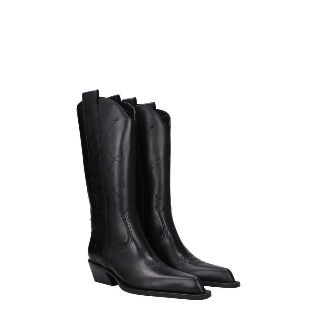 Black Leather Boots Off-White