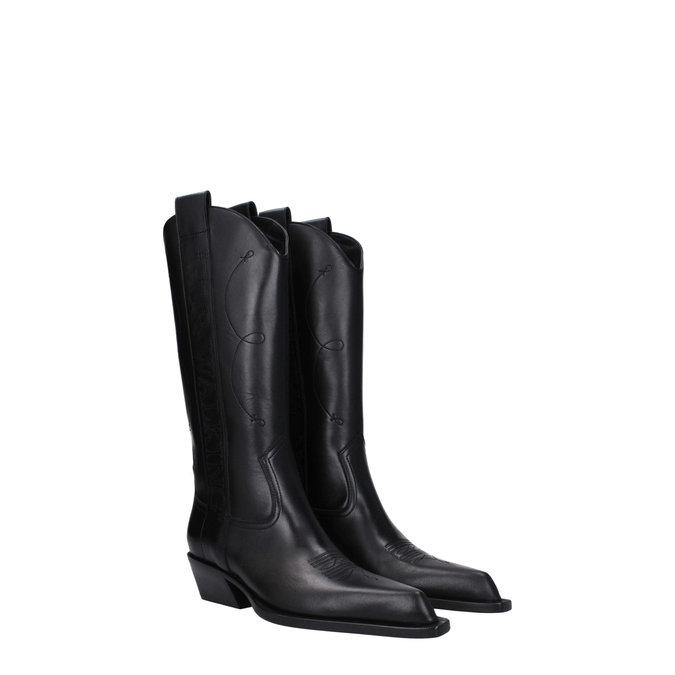 Black Leather Boots Off-White