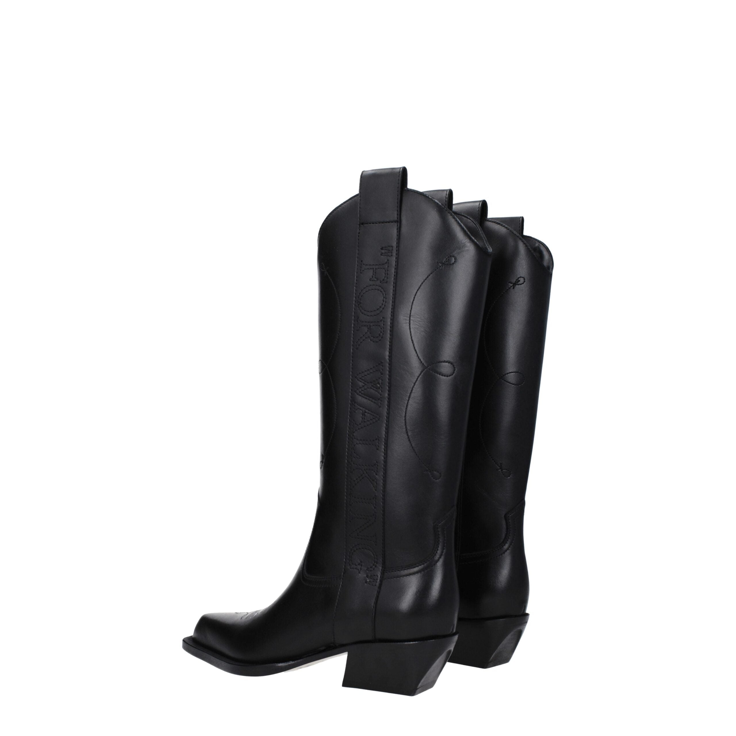 Black Leather Boots Off-White