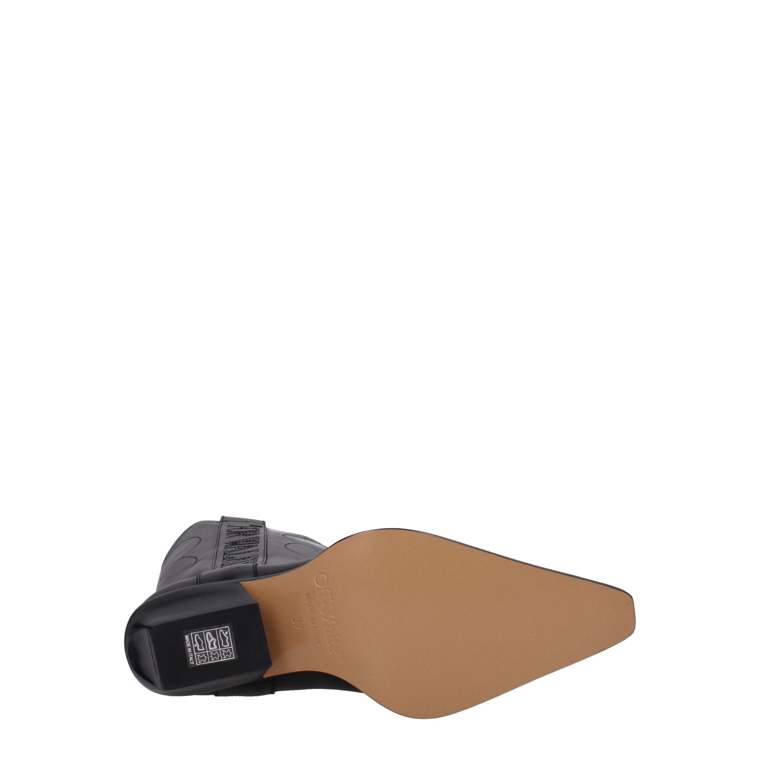 Black Leather Boots Off-White