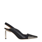 Black Leather High Heel Pumps Off-White