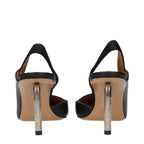 Black Leather High Heel Pumps Off-White