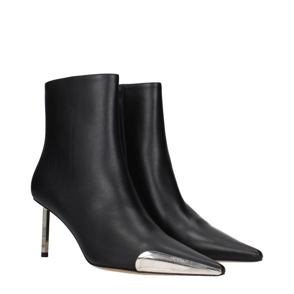 Black Leather Ankle Boots Off-White