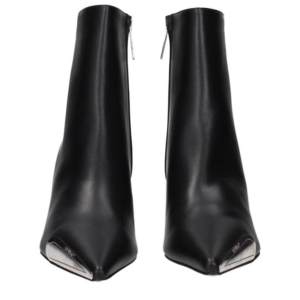 Black Leather Ankle Boots Off-White