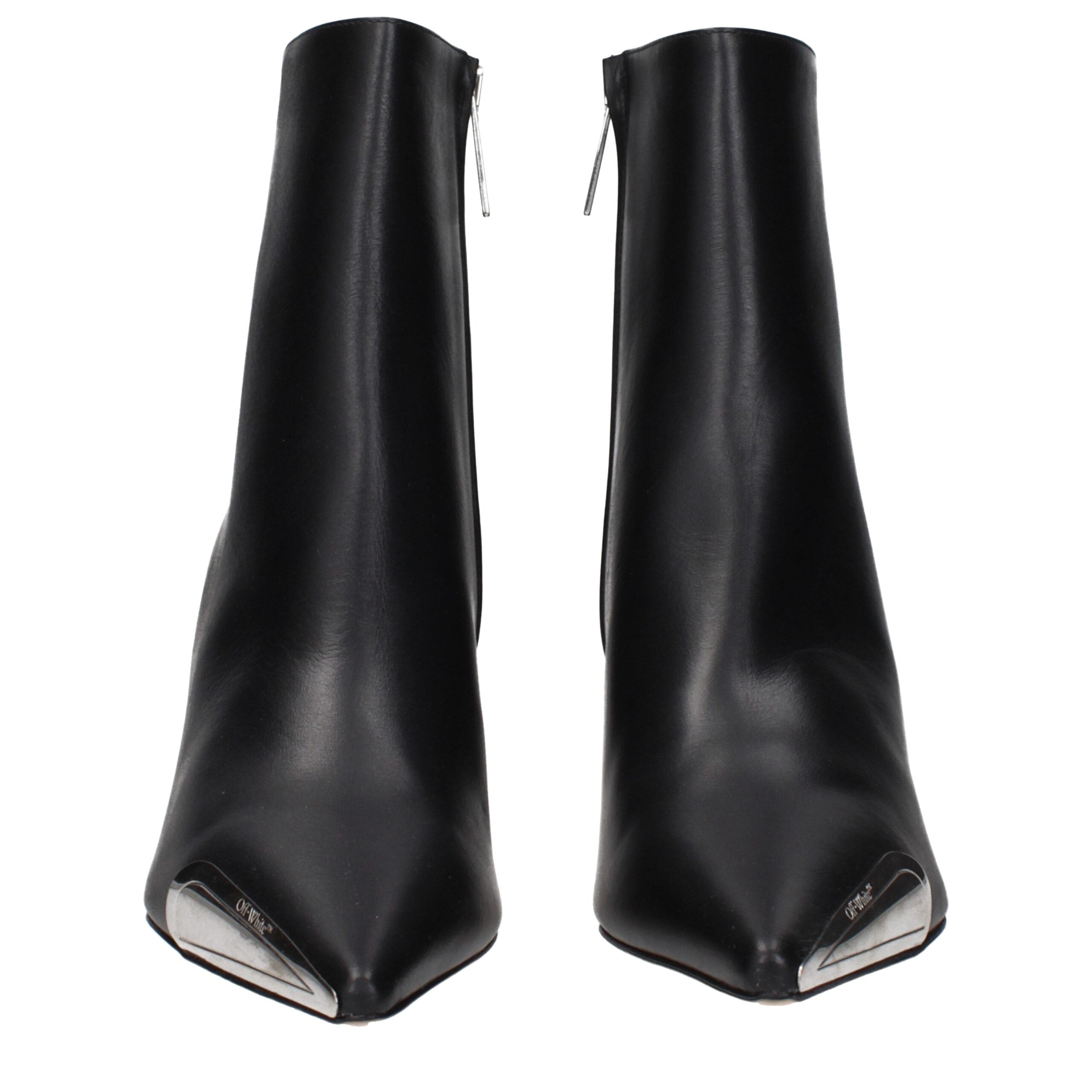 Black Leather Ankle Boots Off-White