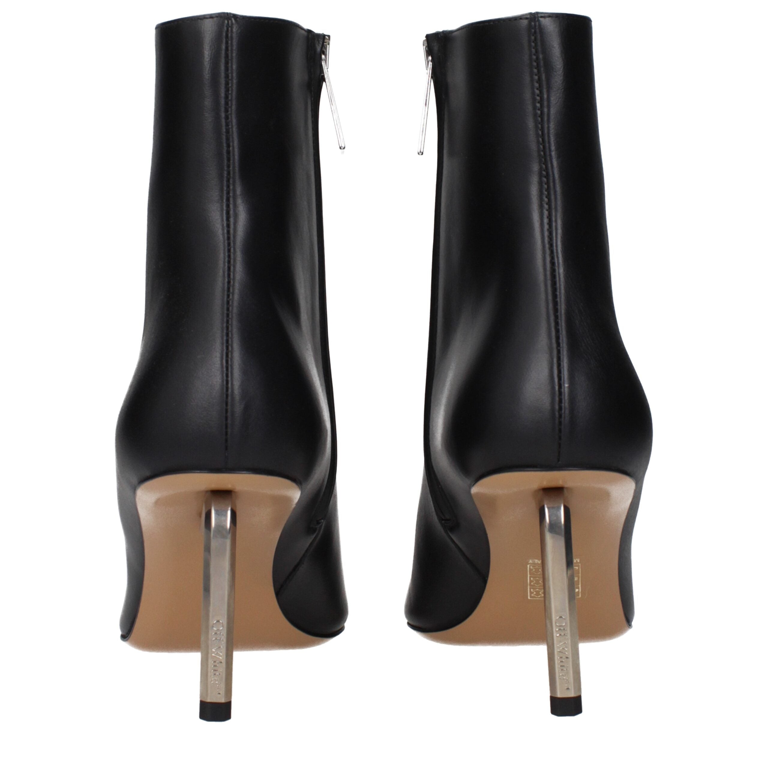 Black Leather Ankle Boots Off-White
