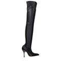 Black Leather Over The Knee Off-White
