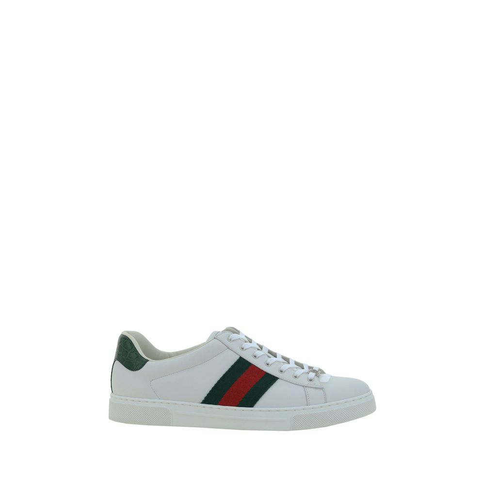 White Calf Leather Bos Taurus Low Top Sneakers Gucci