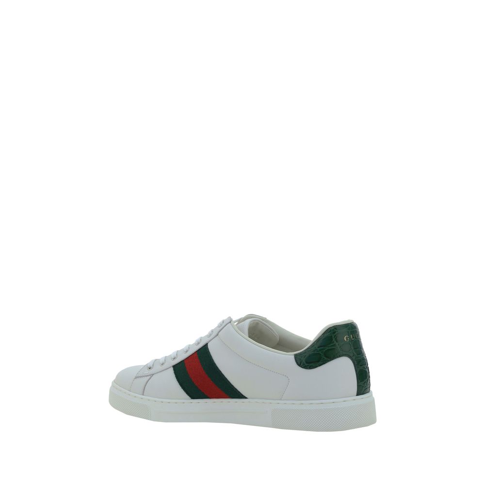 White Calf Leather Bos Taurus Low Top Sneakers Gucci