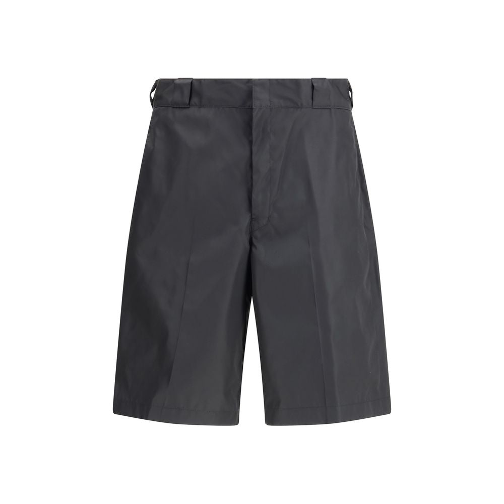 Black Recycled Polyamide Bermuda Shorts Prada