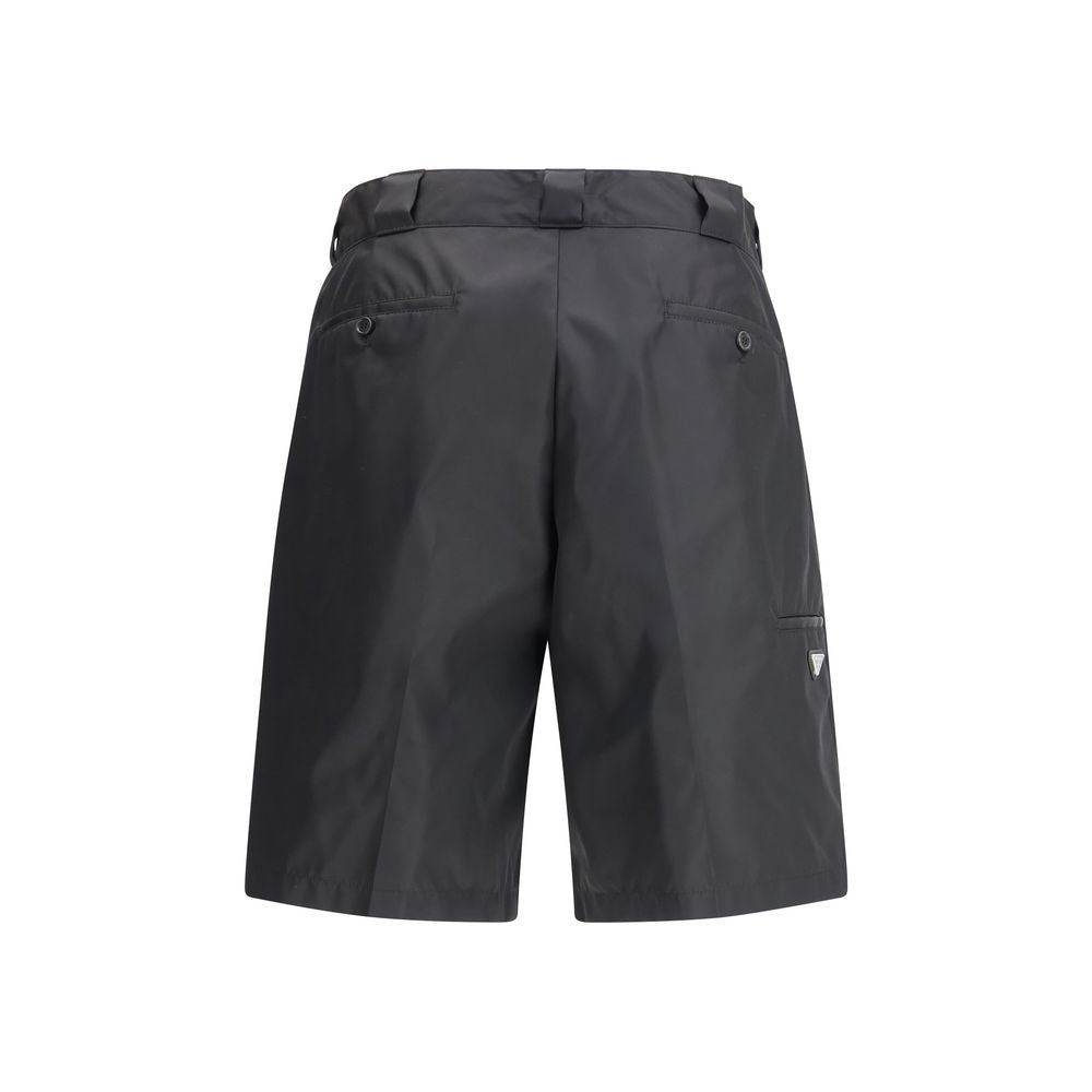 Black Recycled Polyamide Bermuda Shorts Prada