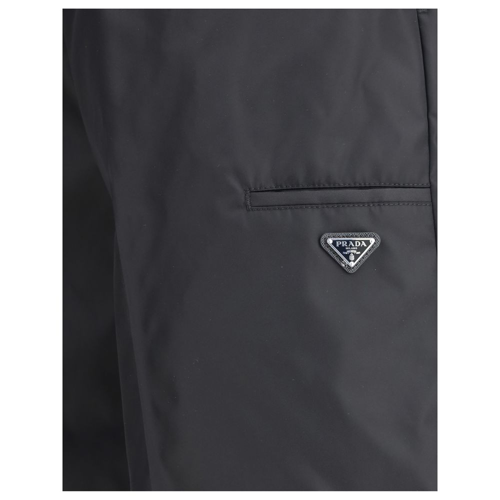 Black Recycled Polyamide Bermuda Shorts Prada