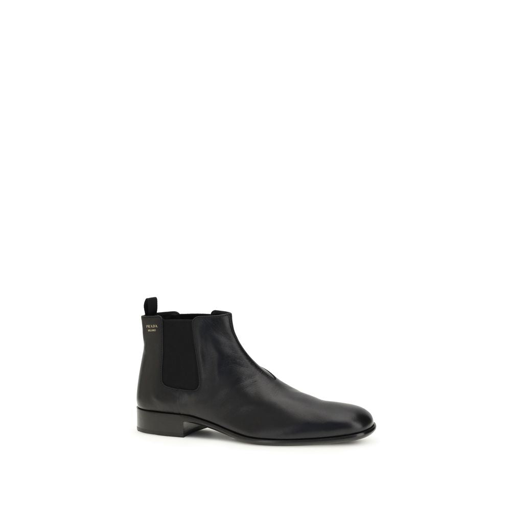 Black Goatskin Ankle Boots Prada