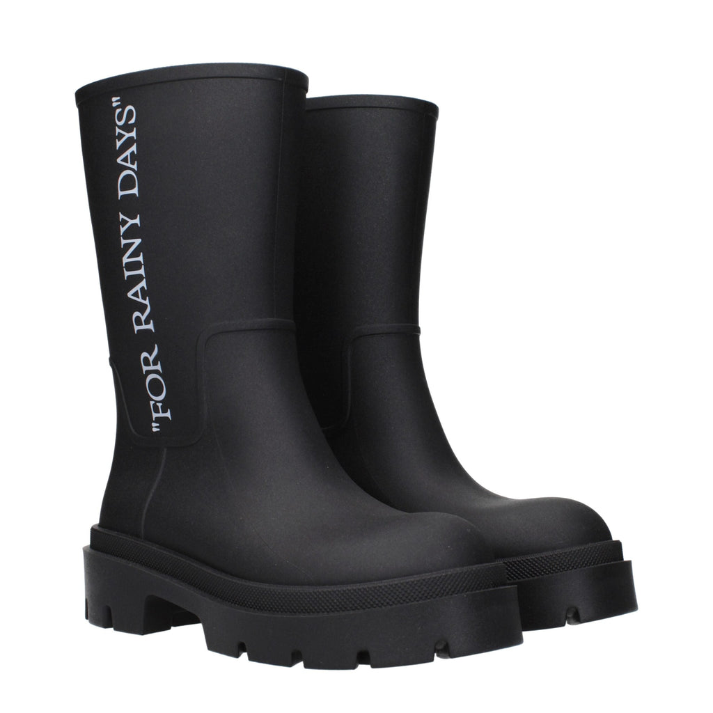Black Cotton Ankle Boots Off-White