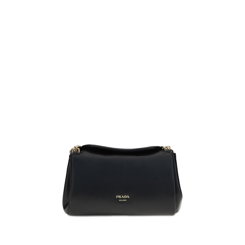 Black Calf Leather Bos Taurus Shoulder Bag Prada