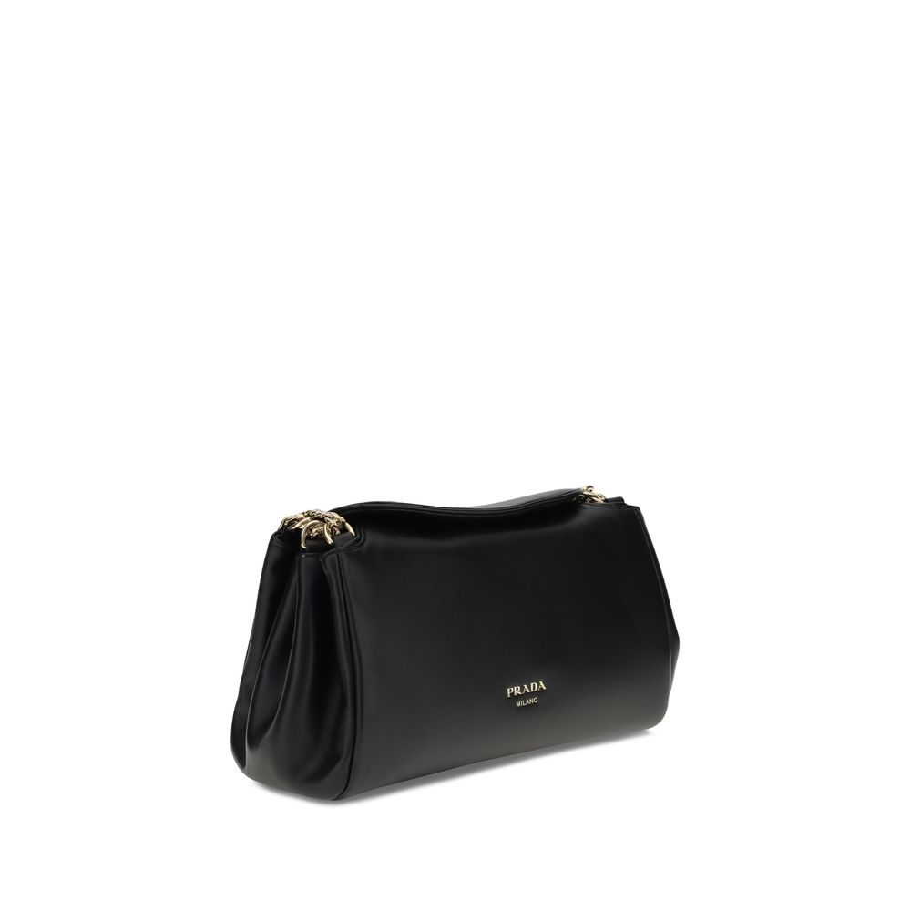 Black Calf Leather Bos Taurus Shoulder Bag Prada