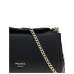 Black Calf Leather Bos Taurus Shoulder Bag Prada