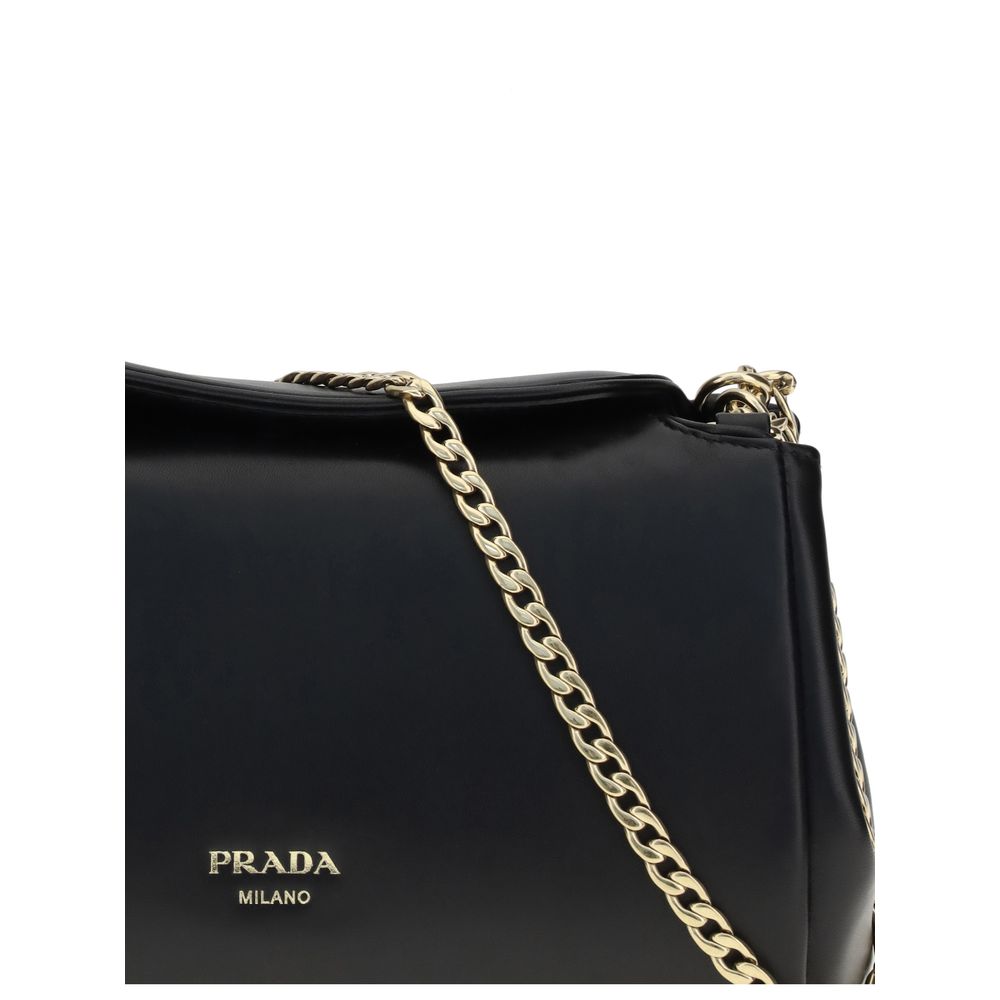 Black Calf Leather Bos Taurus Shoulder Bag Prada