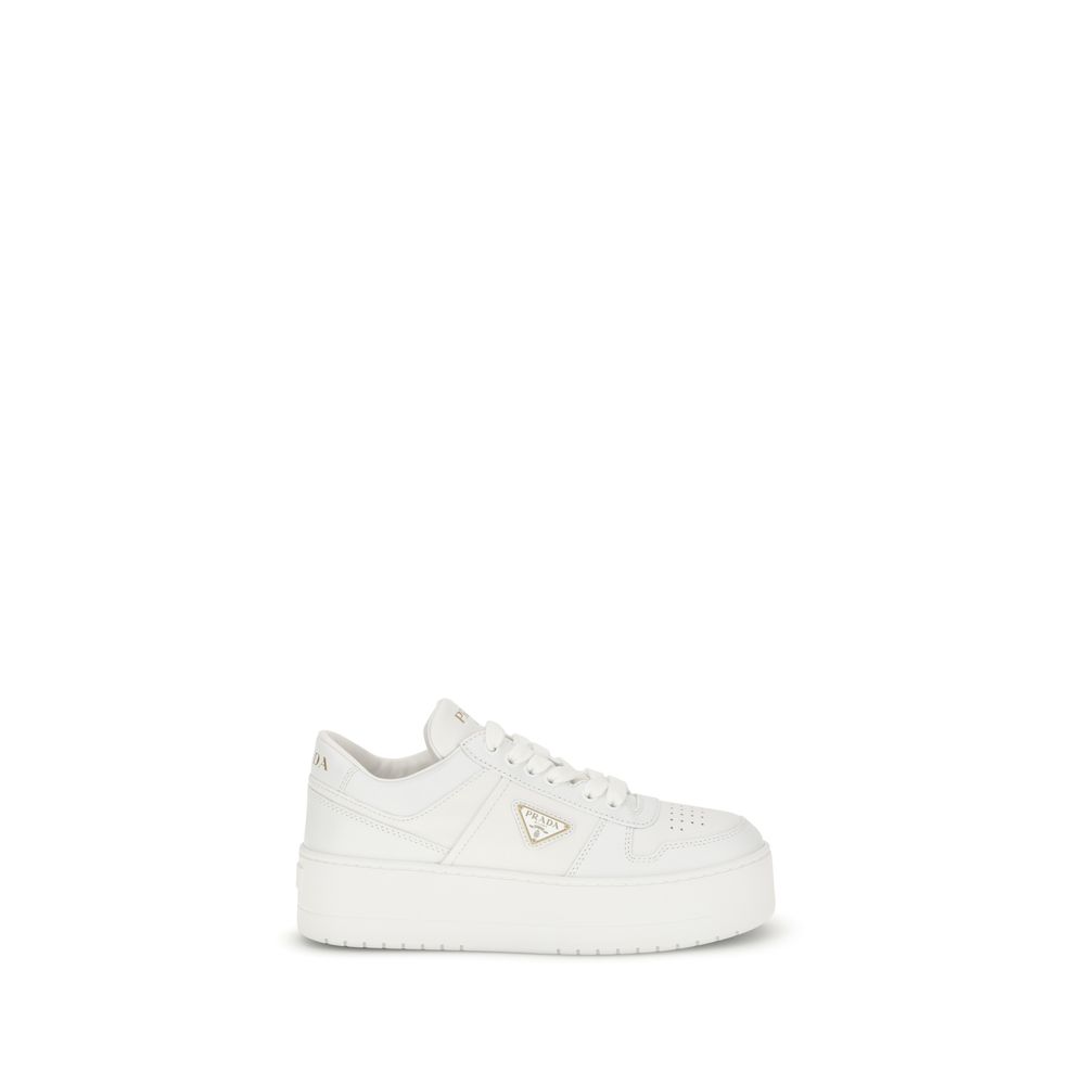 White Calf Leather Bos Taurus Platform Sneakers Prada