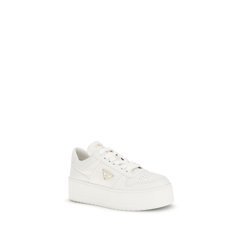 White Calf Leather Bos Taurus Platform Sneakers Prada