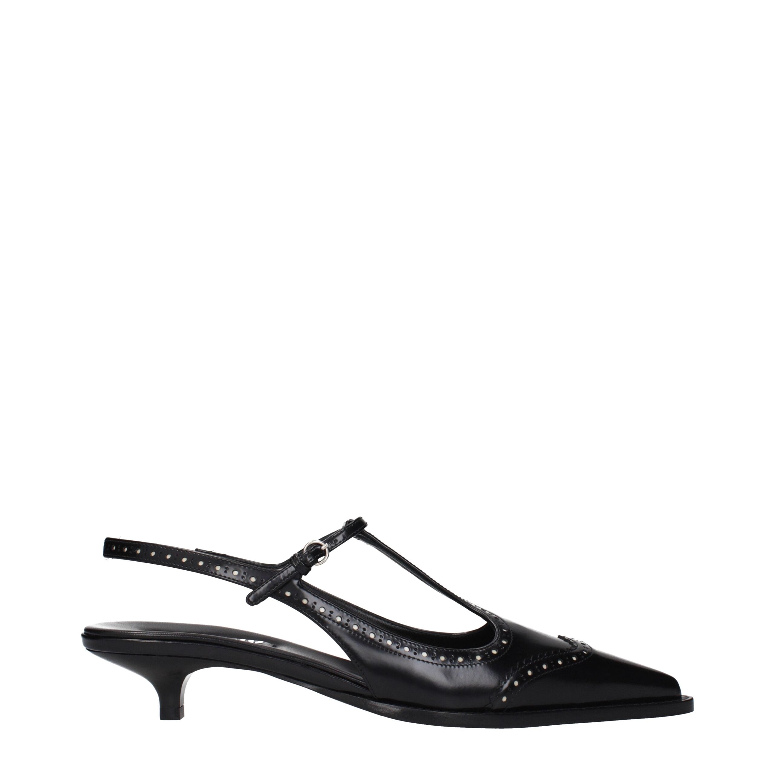 Black Leather Mid Heel Pumps Miu Miu