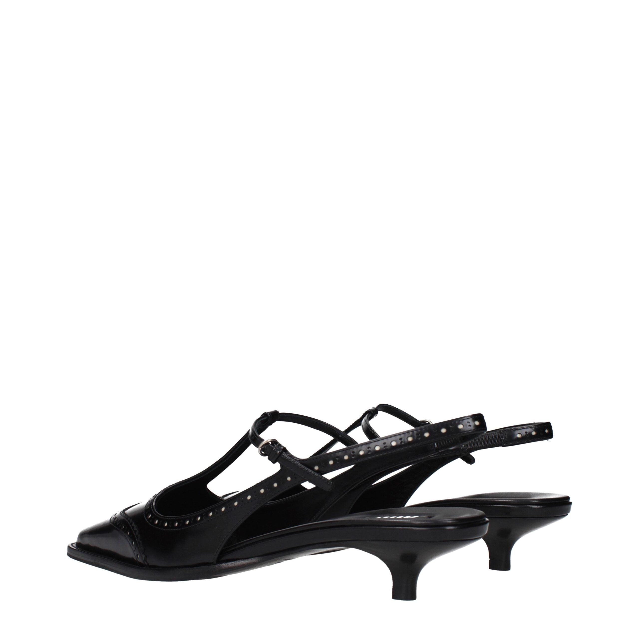 Black Leather Mid Heel Pumps Miu Miu