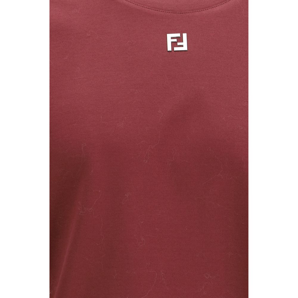 Bordeaux Cotton T-Shirt Fendi