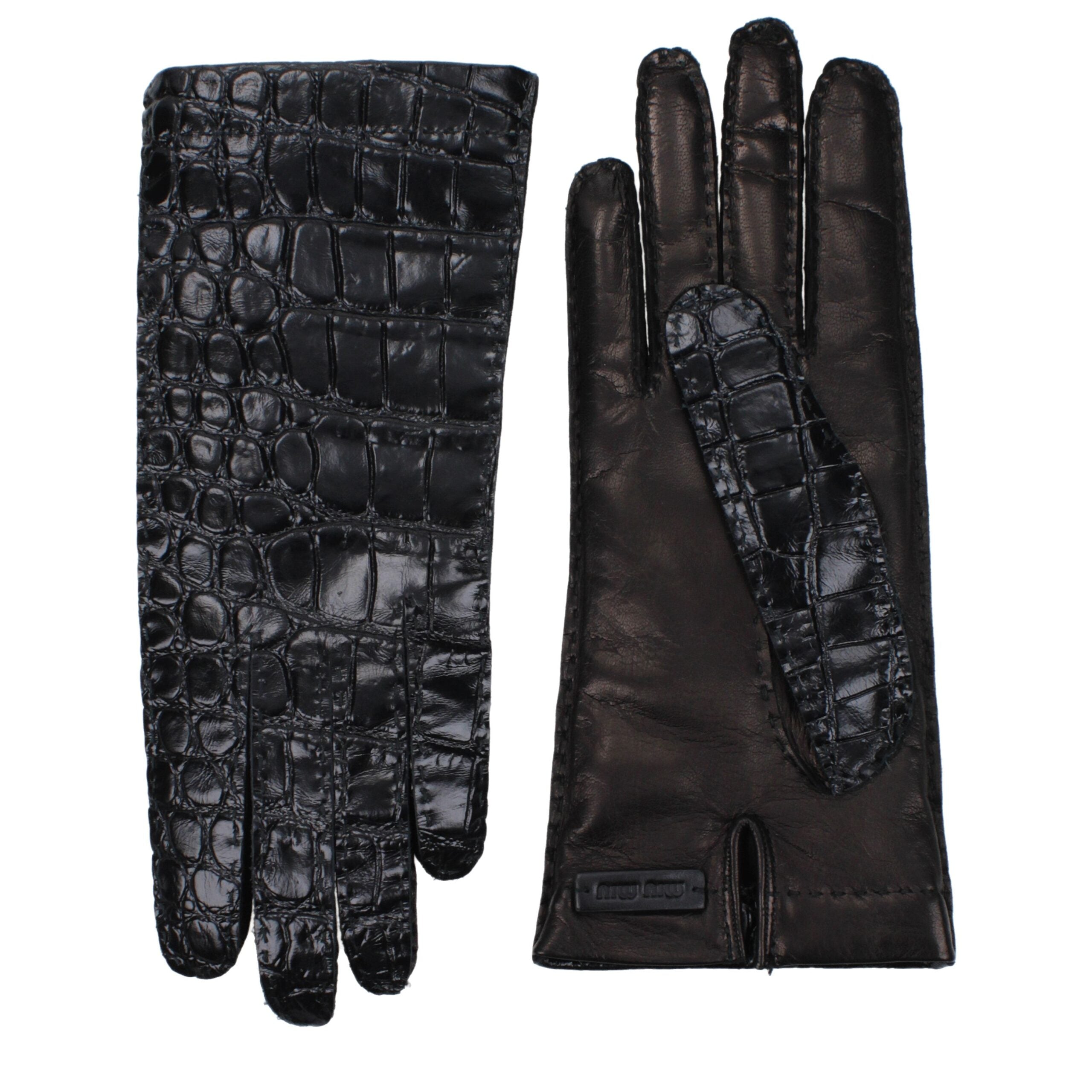 Black Leather Gloves Miu Miu