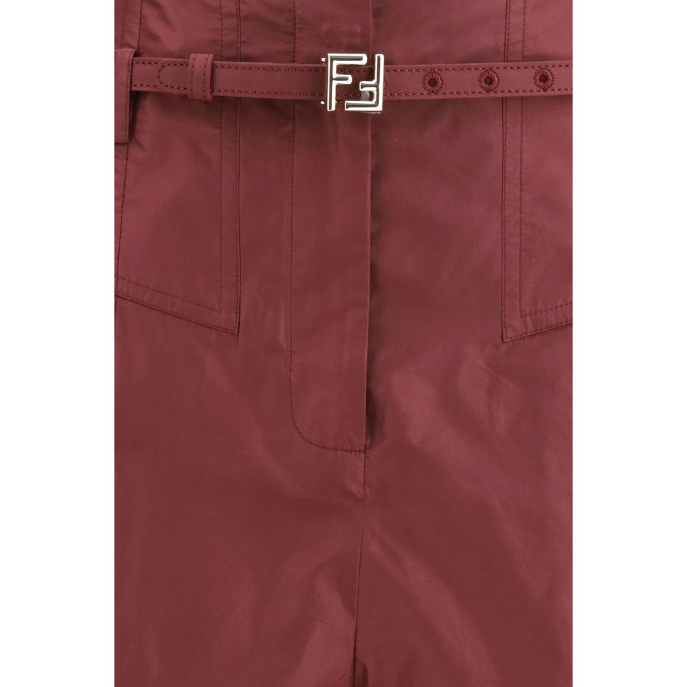 Bordeaux Silk Dress Pants Fendi